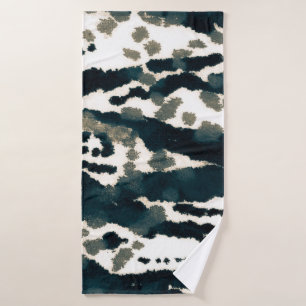 Aged Zebra Print. Grey Zebra Rough Print. Grey Zeb Bath Towel