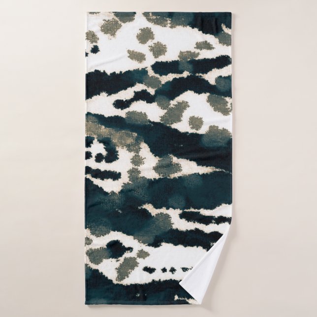 Aged Zebra Print. Grey Zebra Rough Print. Grey Zeb Bath Towel (Bath Towel)