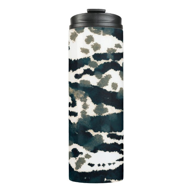 Aged Zebra Print. Grey Zebra Rough Print. Grey Zeb Thermal Tumbler (Front)