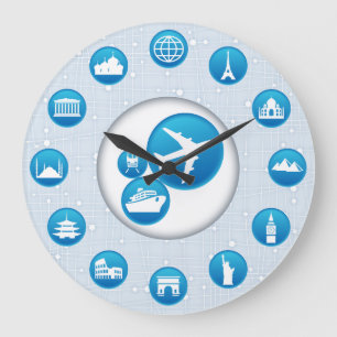 Agence de Voyage Blue Buble Design Horloge murale