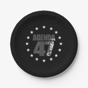 Agenda 47 Patriotic Trump Re-Election Campaign Des Paper Plate