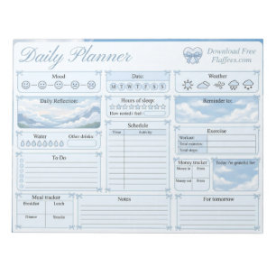 Agenda quotidien bloc-notes Ciel Bleu Mignon Coque