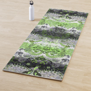 Agender Dragon Damask - Agender Pride Flag Colours Yoga Mat