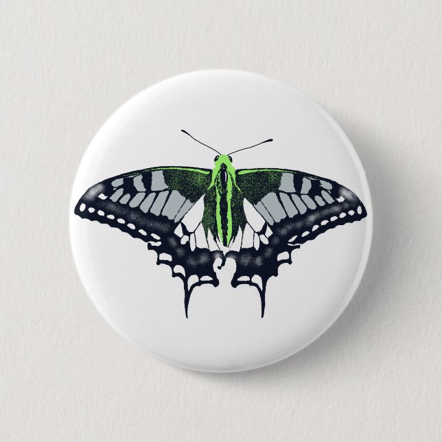 Agender Flag Swallowtail Butterfly 2 Inch Round Button (Front)