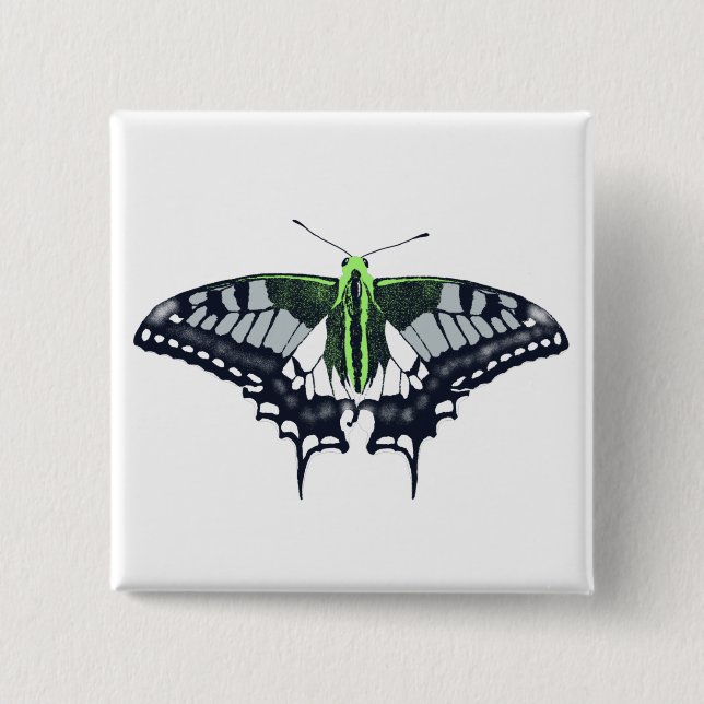 Agender Flag Swallowtail Butterfly 2 Inch Square Button (Front)