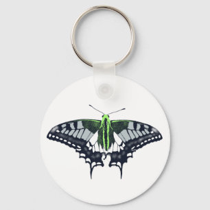 Agender Flag Swallowtail Butterfly Keychain