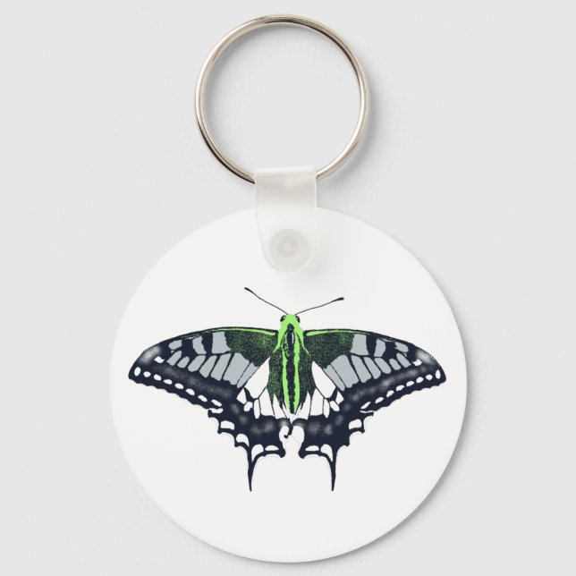 Agender Flag Swallowtail Butterfly Keychain (Front)