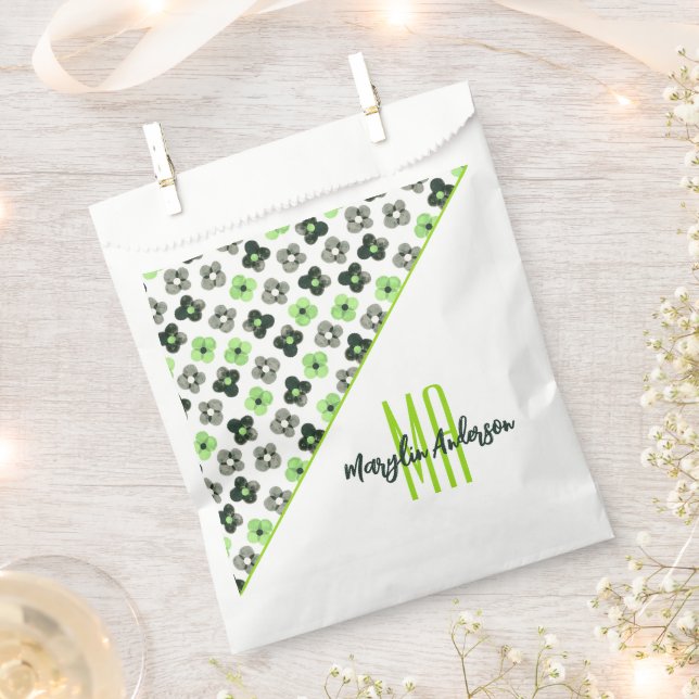 AGENDER FLORAL PATTERN LGBTQ CUSTOM MONOGRAM FAVOUR BAG (Clipped)