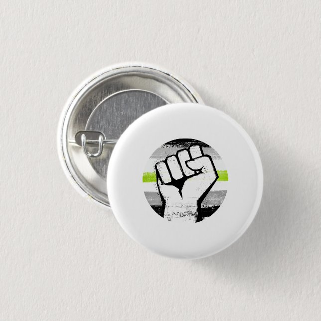 Agender Pride Fist Circle Print 1 Inch Round Button (Front & Back)