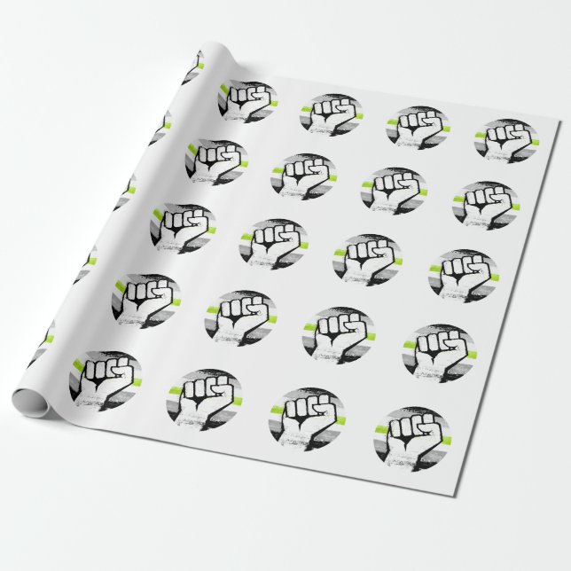 Agender Pride Fist Circle Print Wrapping Paper (Unrolled)