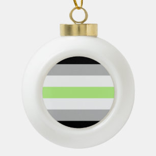 Agender Pride Flag Ceramic Ball Christmas Ornament