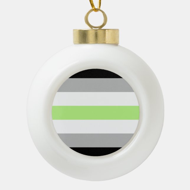 Agender Pride Flag Ceramic Ball Christmas Ornament (Front)