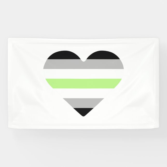 Agender Pride Flag Heart Banner (Horizontal)