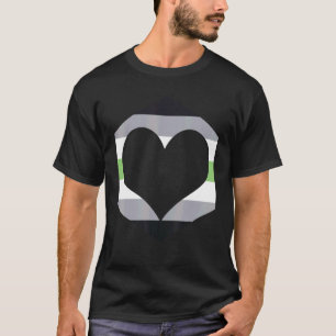 Agender Pride Heart Shape Flag T-Shirt