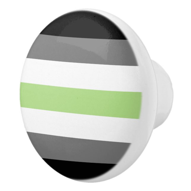 Agender Pride, LGBTQ Pride, Black Grey and Green Ceramic Knob (Right)