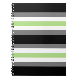 Agender Pride, LGBTQ Pride, Black Grey and Green Notebook