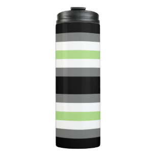 Agender Pride, LGBTQ Pride, Black Grey and Green Thermal Tumbler