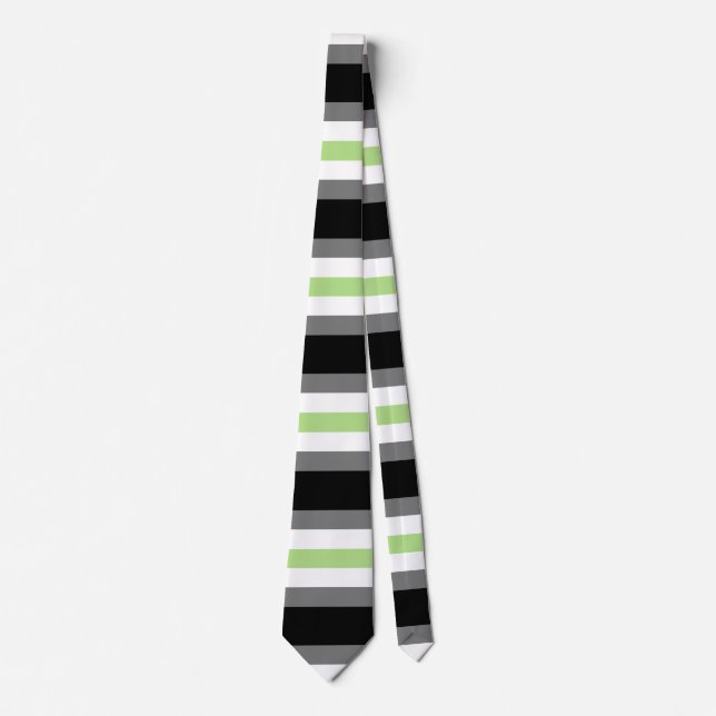 Agender Pride, LGBTQ Pride, Black Grey and Green Tie (Front)