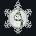 Agender Pride Snowman Snowperson Green Grey White  Snowflake Pewter Christmas Ornament<br><div class="desc">Celebrate the cozy winter season with this adorable snowperson dressed in the agender pride flag colours of black, grey, light green, and white. Regardless of how you celebrate — Christmas, Hanukkah, Kwaanza, winter solstice, or just the beauty of the snow — may this sweet smile remind you to embrace the...</div>