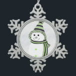 Agender Pride Snowman Snowperson Green Grey White  Snowflake Pewter Christmas Ornament<br><div class="desc">Celebrate the cozy winter season with this adorable snowperson dressed in the agender pride flag colours of black, grey, light green, and white. Regardless of how you celebrate — Christmas, Hanukkah, Kwaanza, winter solstice, or just the beauty of the snow — may this sweet smile remind you to embrace the...</div>