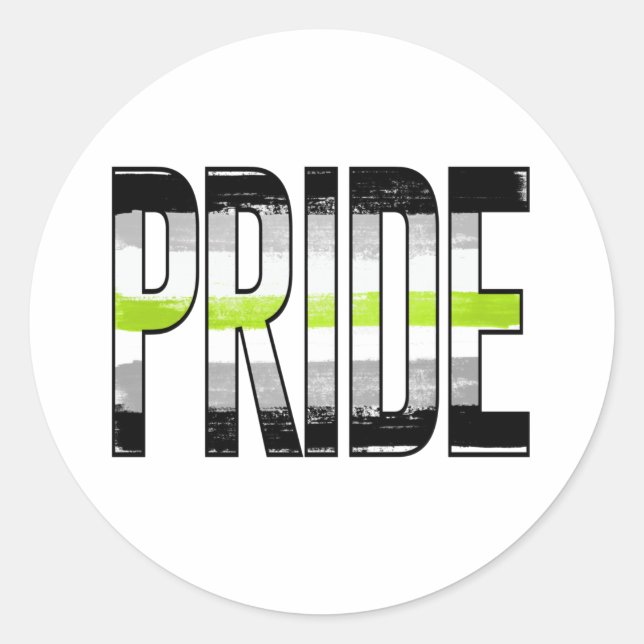 Agender Pride Word Classic Round Sticker (Front)