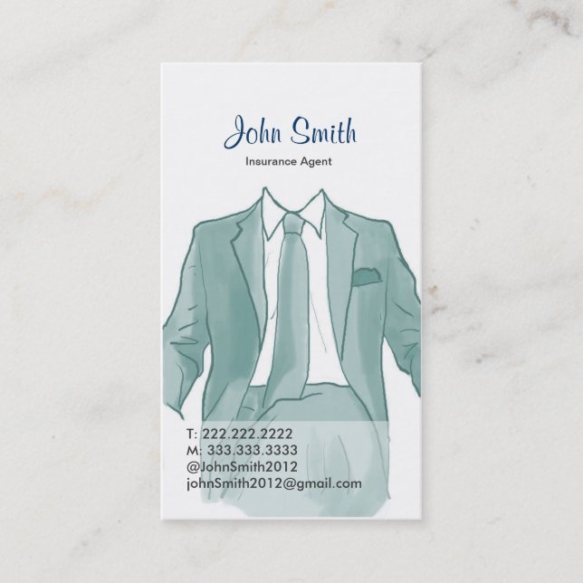 Agent dans une carte de profil de dessin de costum (Devant)