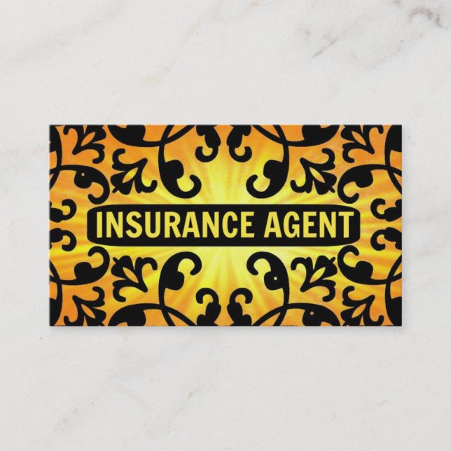 Agent d'assurance Sunshine Damask Carte de visite (Devant)