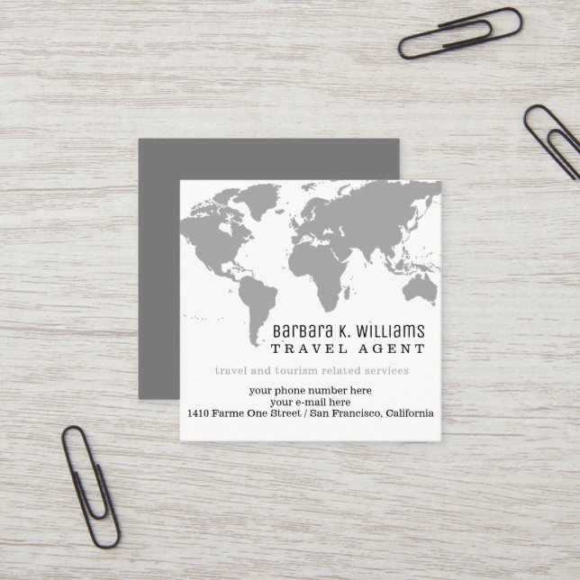 Agent de voyage Carte de visite moderne avec World (Devant/Arrière en situation)