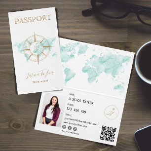 Agent de voyage Carte du monde de passeport Insére