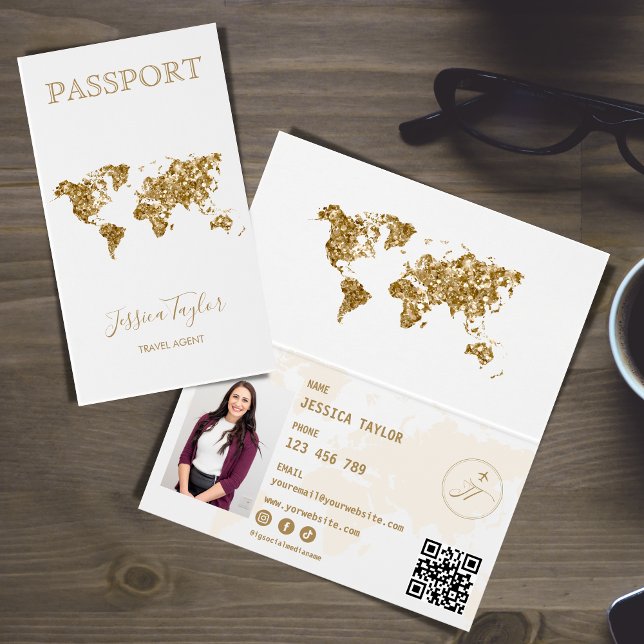 Agent de voyage Carte du monde de passeport Insére (unique passport business card)
