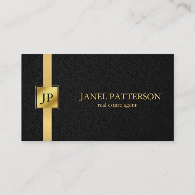 Agent immobilier Bold Black Gold Carte de visite (Devant)