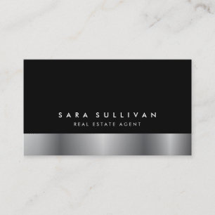 Agent immobilier Bold Dark Chrome Carte de visite