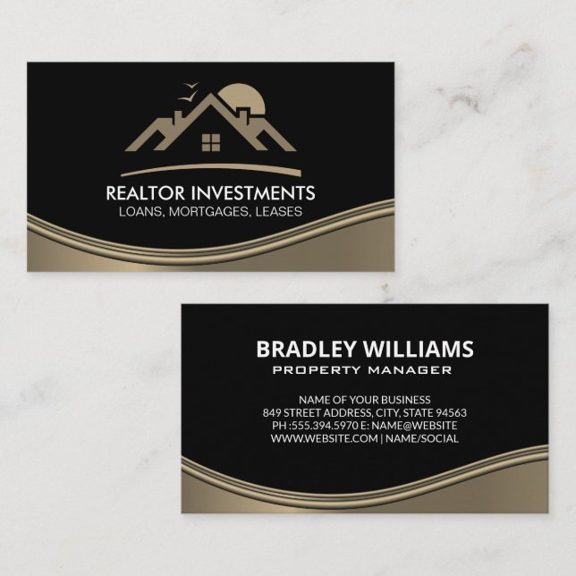 Agent immobilier | Carte de visite d'onde métalliq (Devant / Derrière)