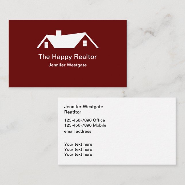 Agent immobilier Carte de visite double côté (Devant / Derrière)