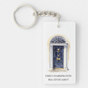 Agent immobilier logo aquarelle porte-clés Navy