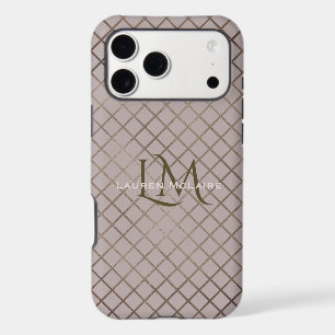 Agent immobilier Taupe Monogramme Détails dorés