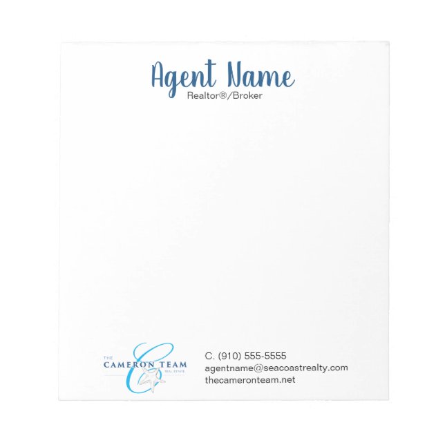 Agent Name Personalized Notepad (Front)