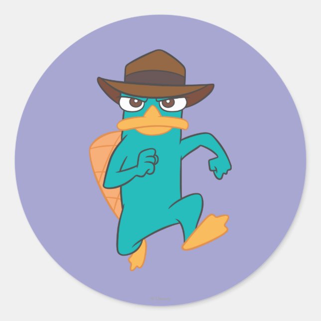 Agent P Running Classic Round Sticker (Front)