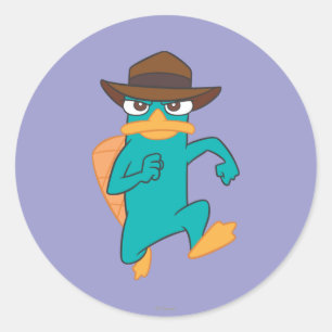 Agent P Running Classic Round Sticker
