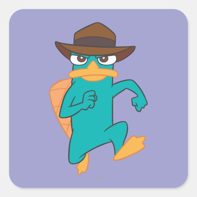 Agent P Running Square Sticker (Front)