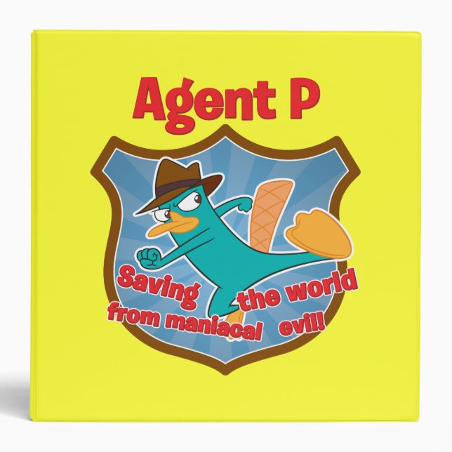 Agent P Saving the world from maniacal evil Badge Binder (Front)