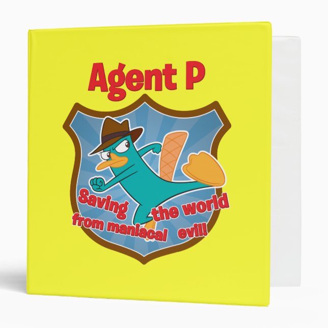 Agent P Saving the world from maniacal evil Badge Binder (Front/Inside)