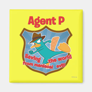 Agent P Saving the world from maniacal evil Badge Magnet