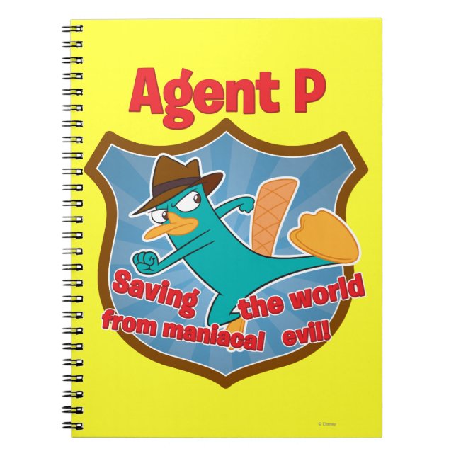Agent P Saving the world from maniacal evil Badge Notebook (Front)