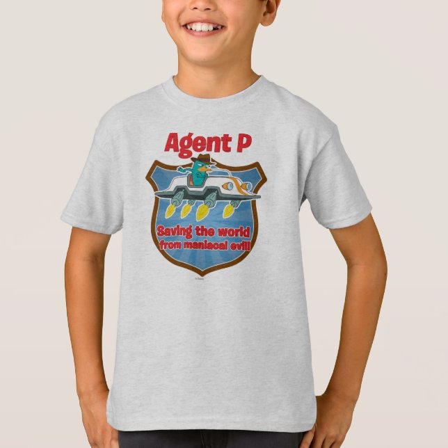 Agent P Saving the world from maniacal evil Car T-Shirt (Front)