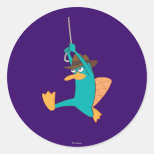 Agent P Swinging from Rope Classic Round Sticker