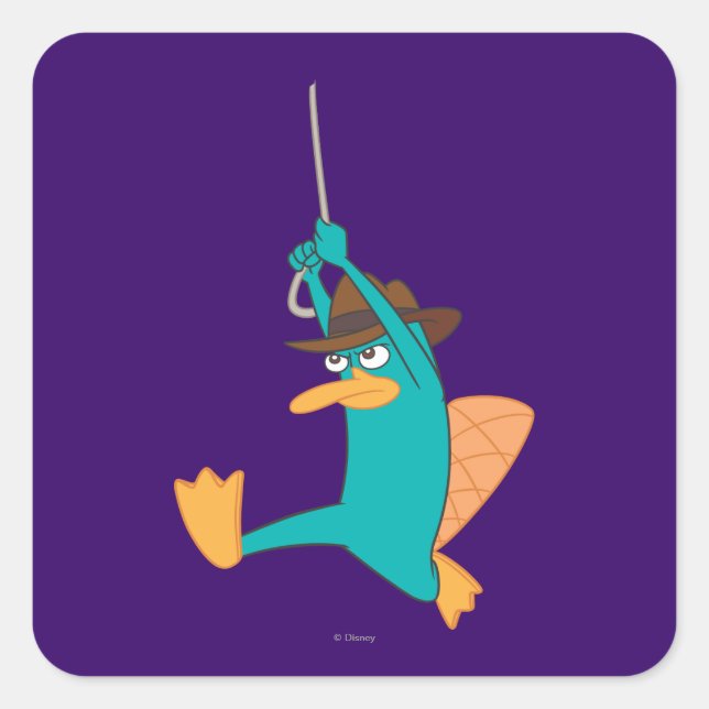 Agent P Swinging from Rope Square Sticker (Front)