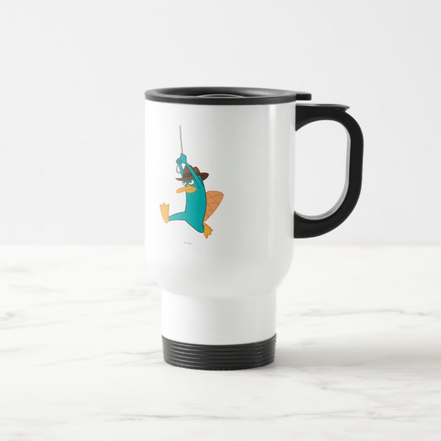 Agent P Swinging from Rope Travel Mug (Right)