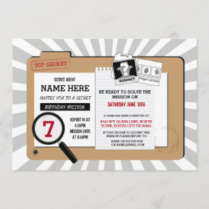 Agent secret Détective d'anniversaire Invitation d