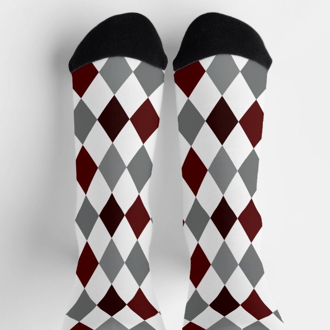 Aggie Maroon & Grey Argyle Pattern Socks (Top)